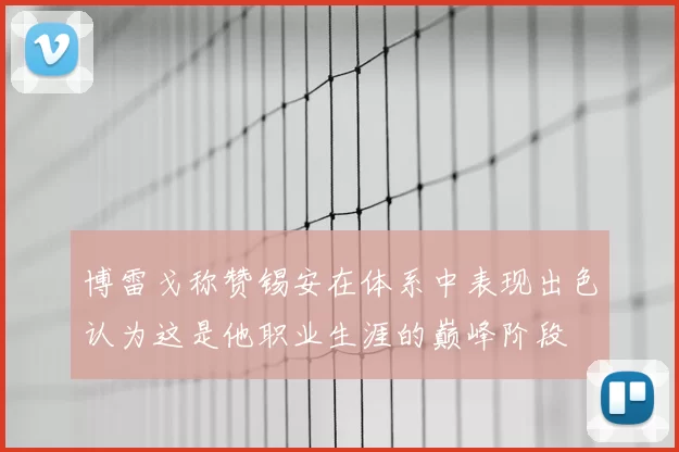 博雷戈称赞锡安在体系中表现出色认为这是他职业生涯的巅峰阶段